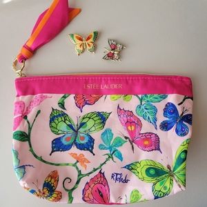 Estee Lauder Butterfly Cosmetic Pouch Zip Bag ~ R. Toledo Design ~ GUC ~ Pretty!